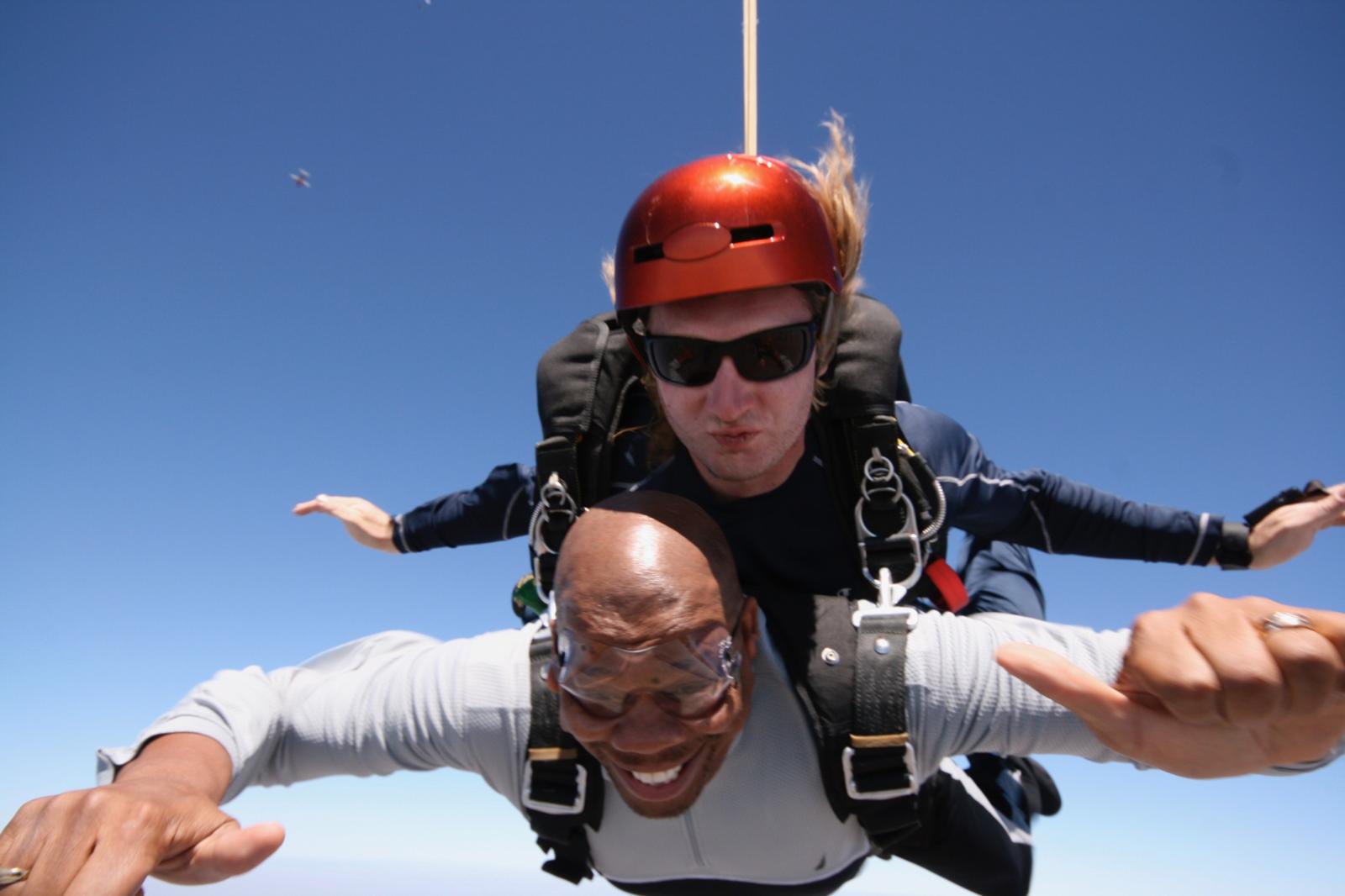 Dr. Alfred Smith skydiving